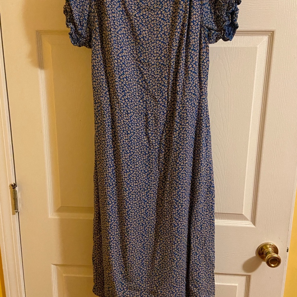 Dip Blue Puff Sleeve Midi Sundress